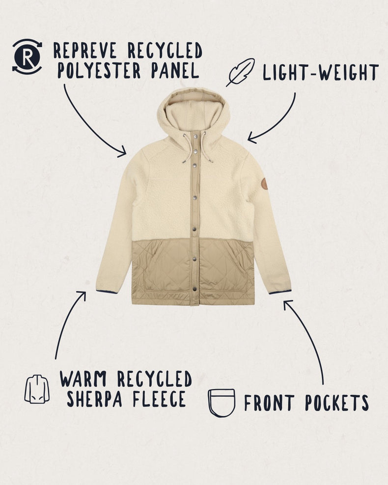 Passenger Dome Hooded Recycled Sherpa Jacket Oatmeal