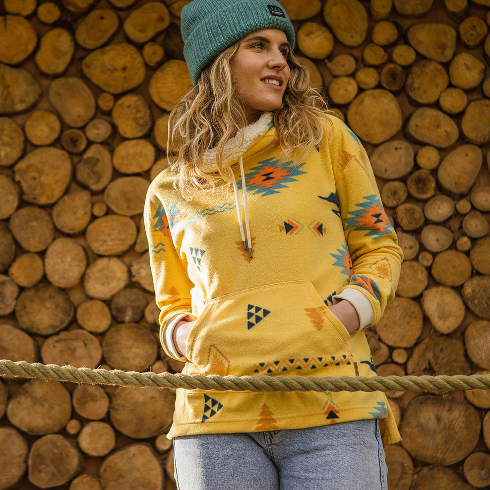 Passenger Olive Recycled High Neck Polar Fleece Ochre Drifter