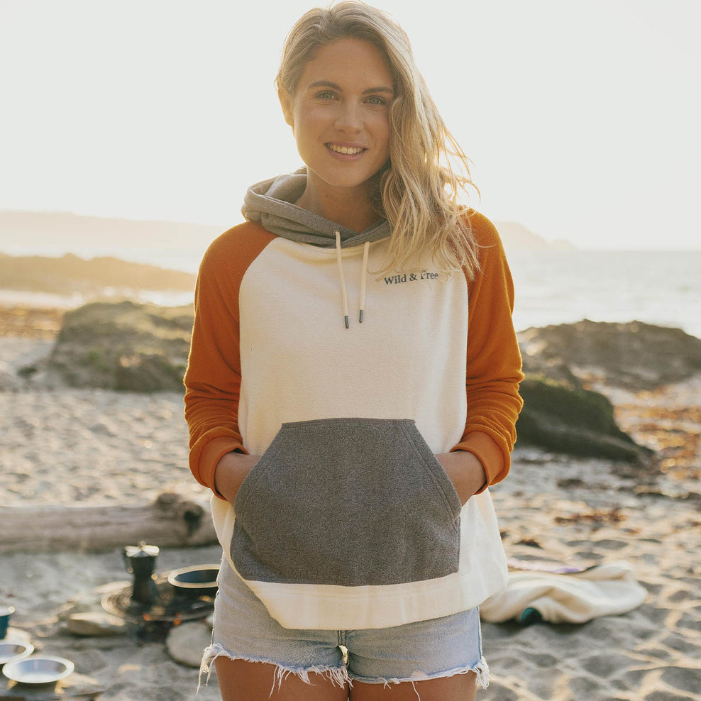 Passenger Rainbow Recycled Polar Fleece Hoodie Egret