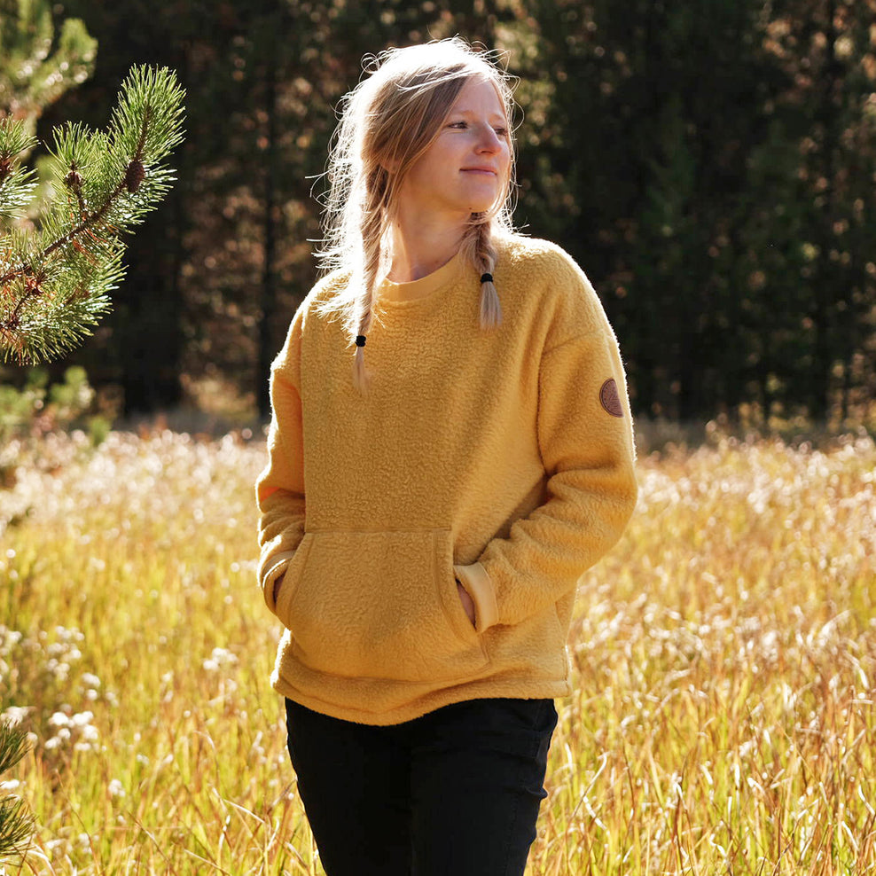 Passenger Ivy Recycled Sherpa Sweatshirt Ochre Yellow