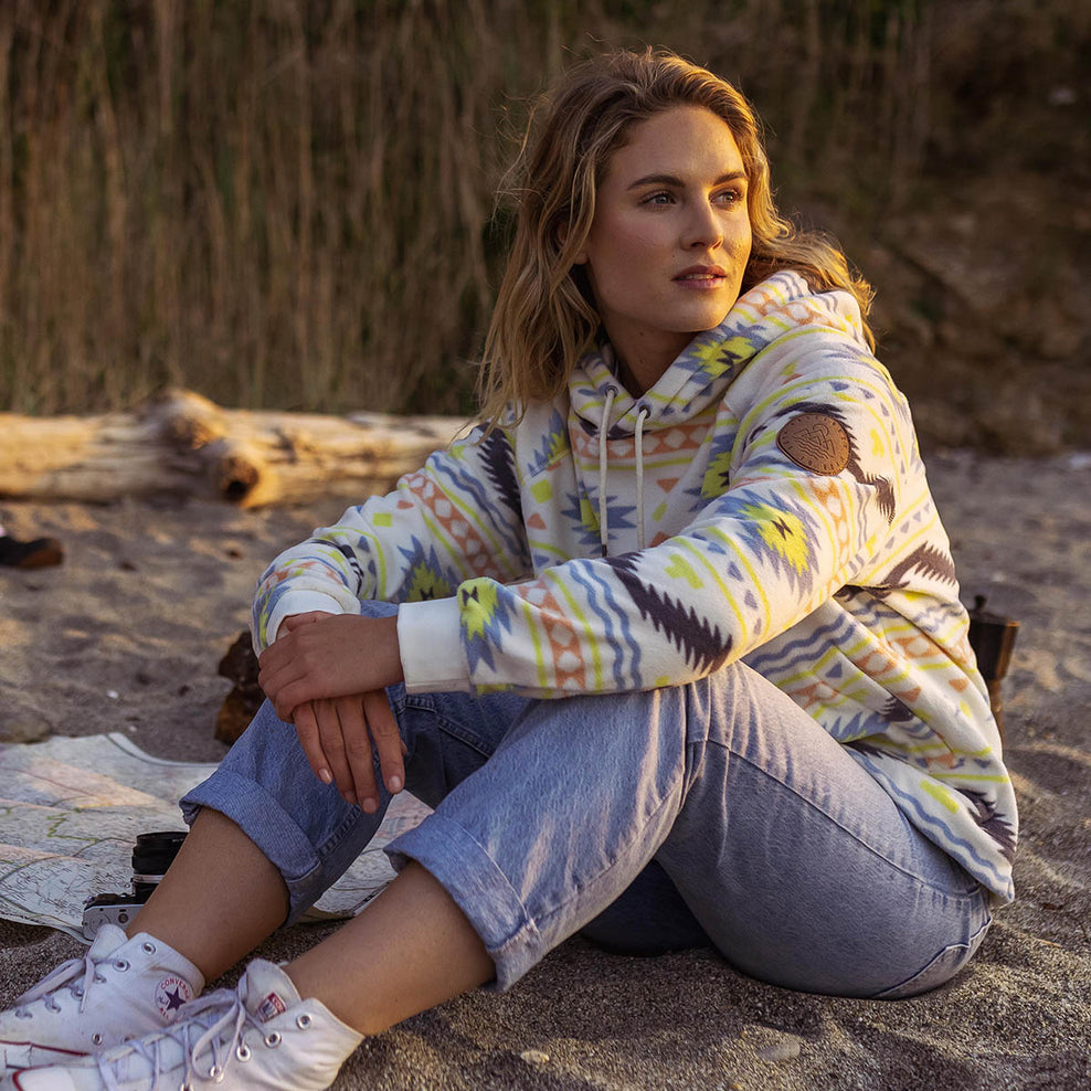 Passenger Picket Recycled Polar Fleece Hoodie Egret Adrift