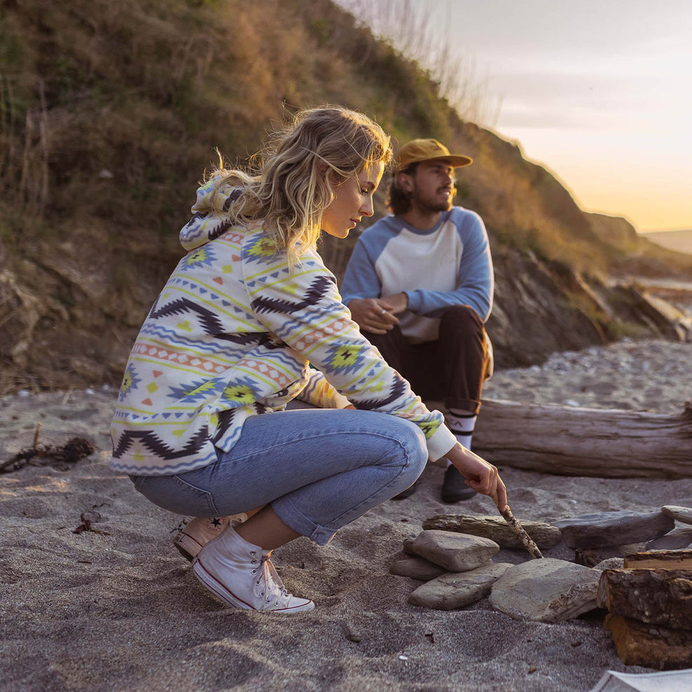 Passenger Picket Recycled Polar Fleece Hoodie Egret Adrift