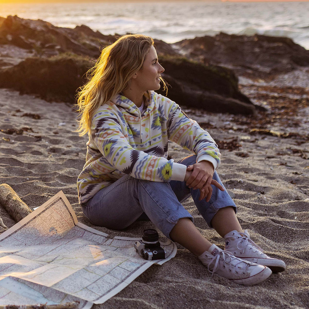 Passenger Picket Recycled Polar Fleece Hoodie Egret Adrift