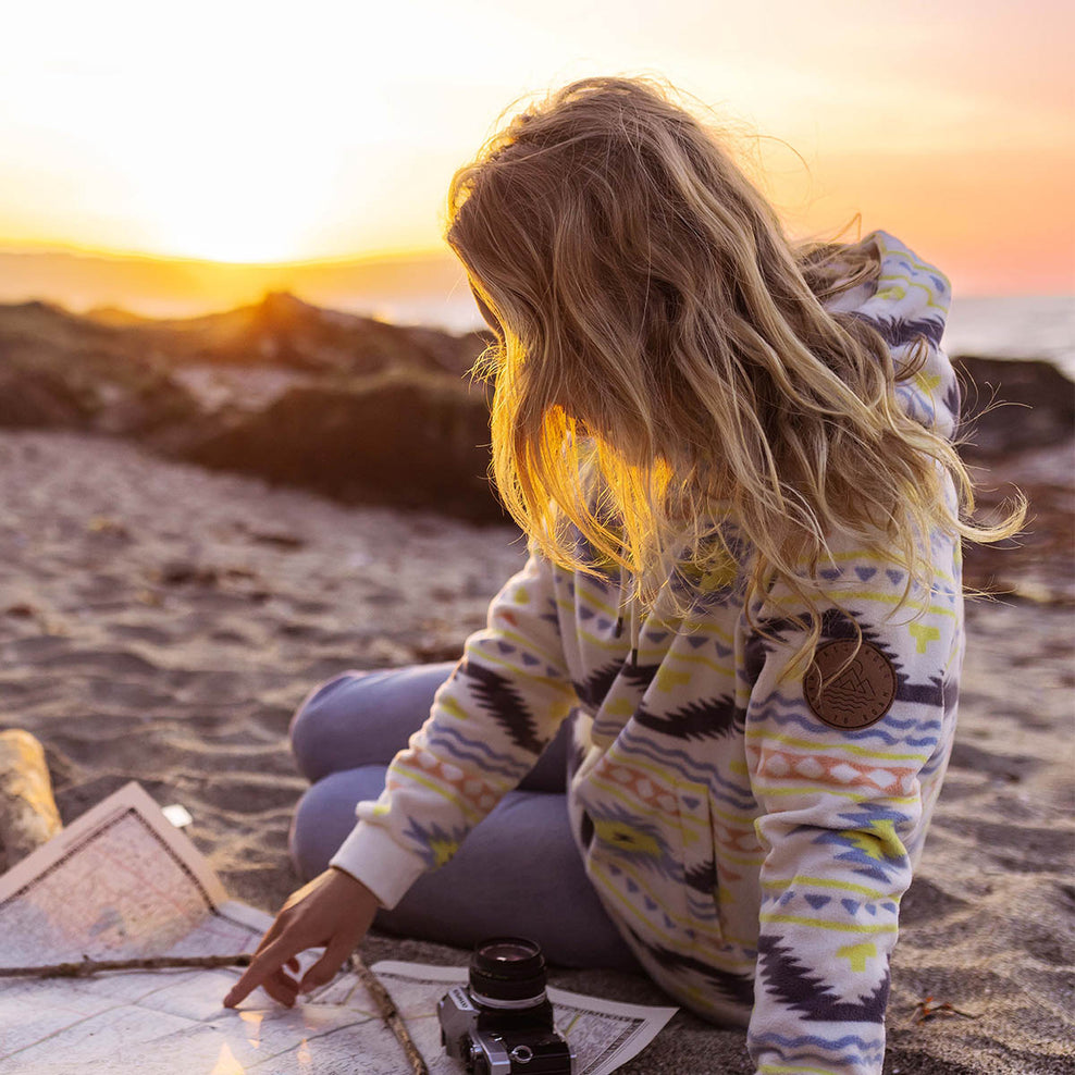 Passenger Picket Recycled Polar Fleece Hoodie Egret Adrift