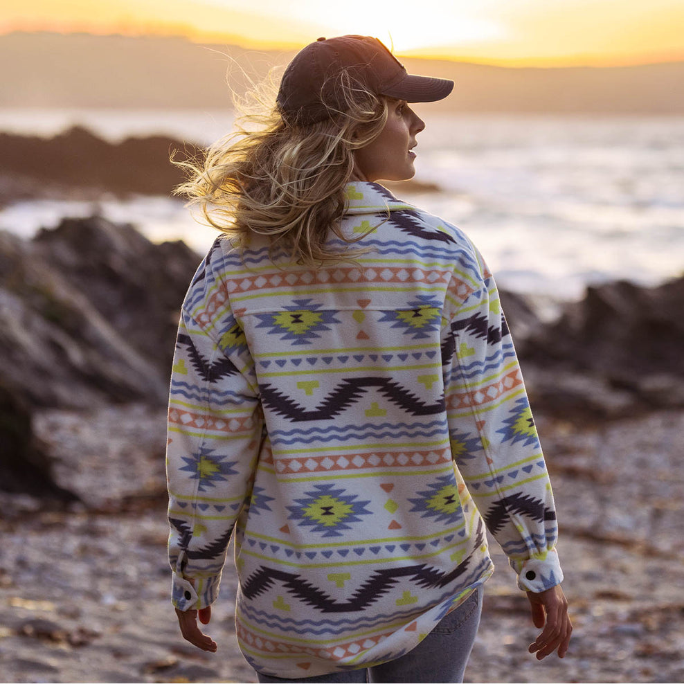 Passenger East Recycled Polar Fleece Shirt Egret Adrift