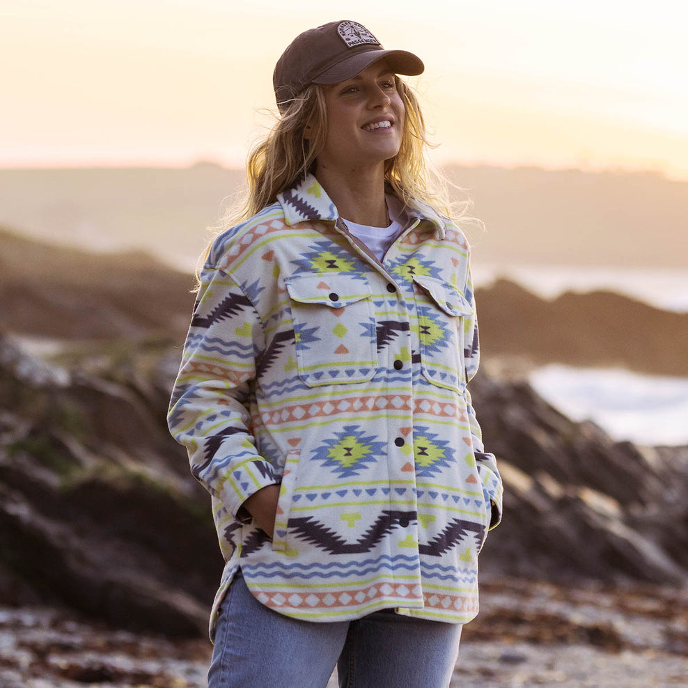 Passenger East Recycled Polar Fleece Shirt Egret Adrift