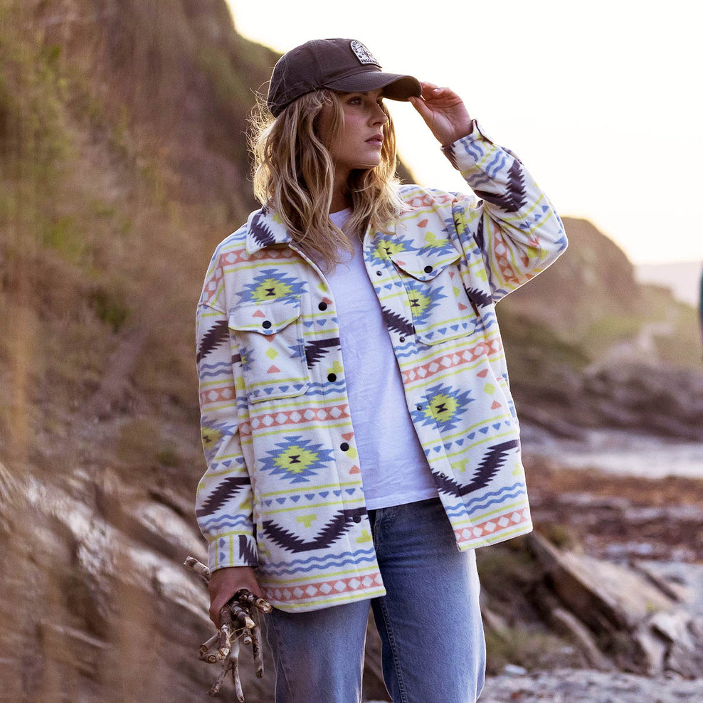 Passenger East Recycled Polar Fleece Shirt Egret Adrift