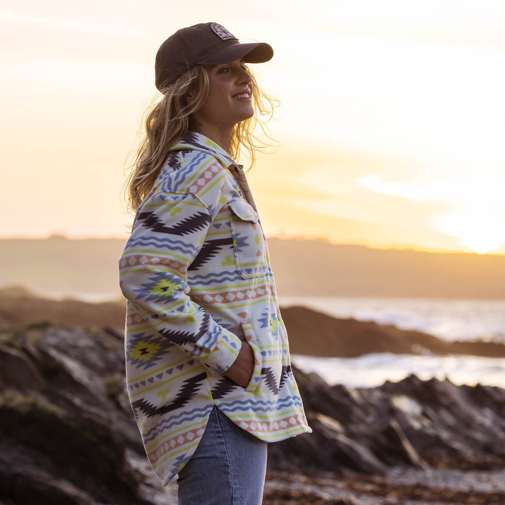 Passenger East Recycled Polar Fleece Shirt Egret Adrift