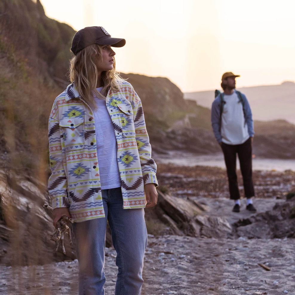 Passenger East Recycled Polar Fleece Shirt Egret Adrift