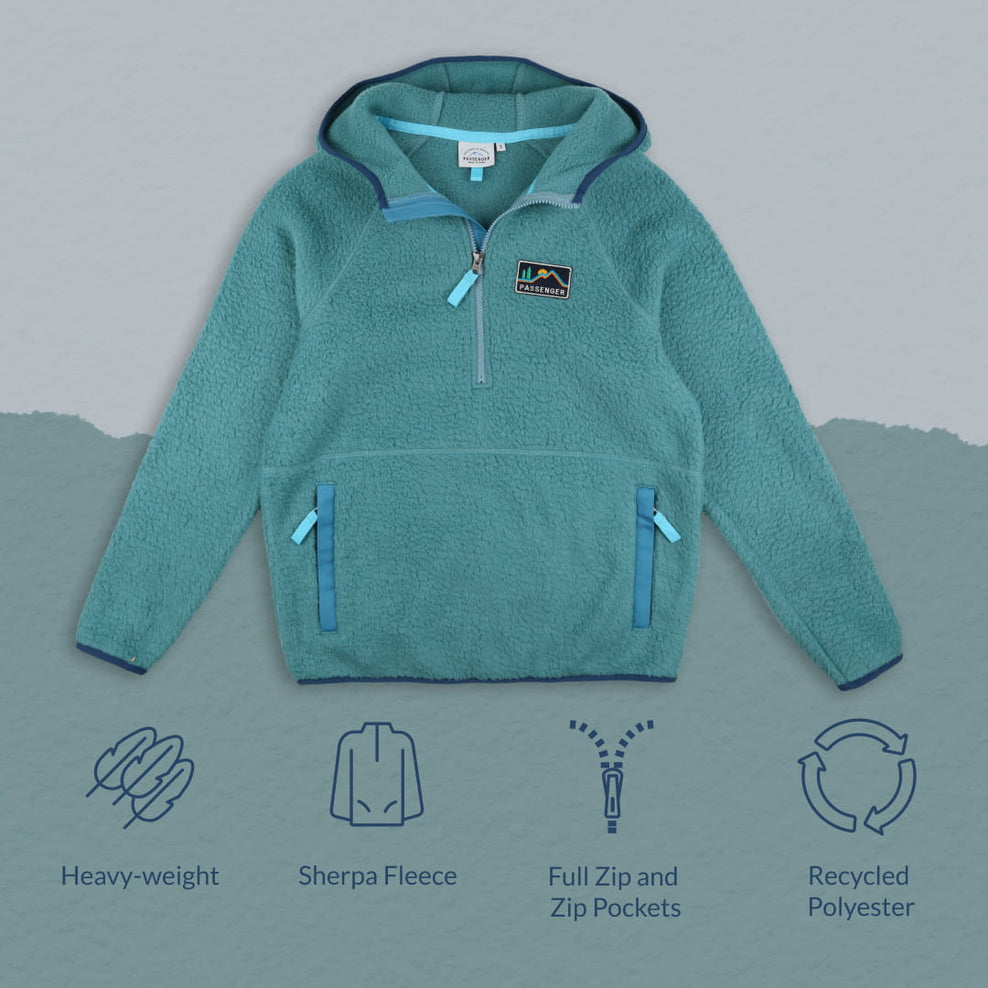 Passenger Maine Hooded Recycled Sherpa Fleece Ocean Green