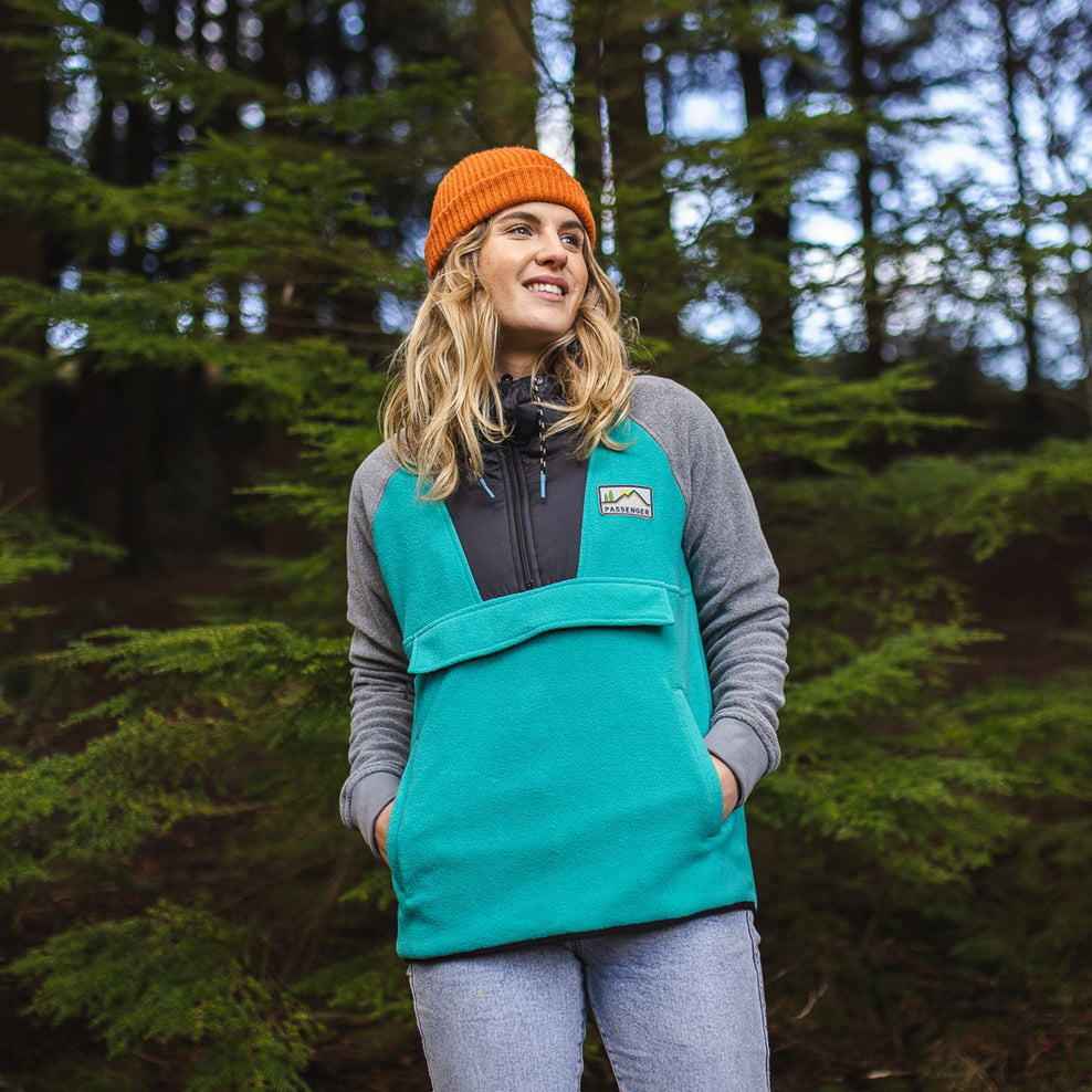 Passenger Alexander Hooded 1/2 Zip Recycled Polar Fleece Viridian Green