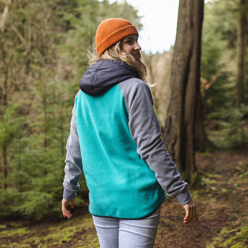 Passenger Alexander Hooded 1/2 Zip Recycled Polar Fleece Viridian Green