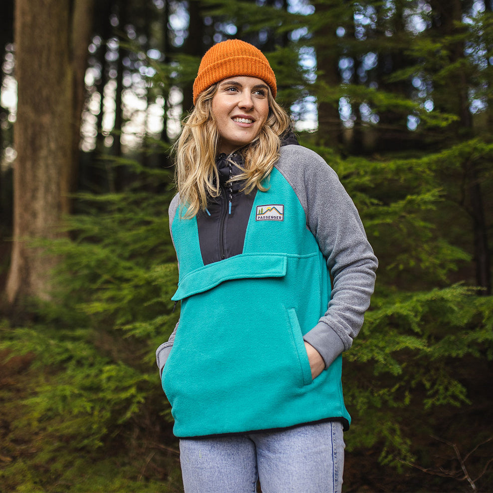 Passenger Alexander Hooded 1/2 Zip Recycled Polar Fleece Viridian Green