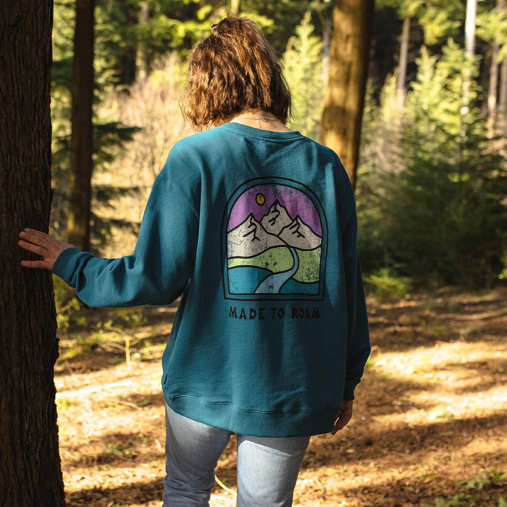 Passenger Friday Collective Recycled Cotton Oversized Sweatshirt Blue Coral