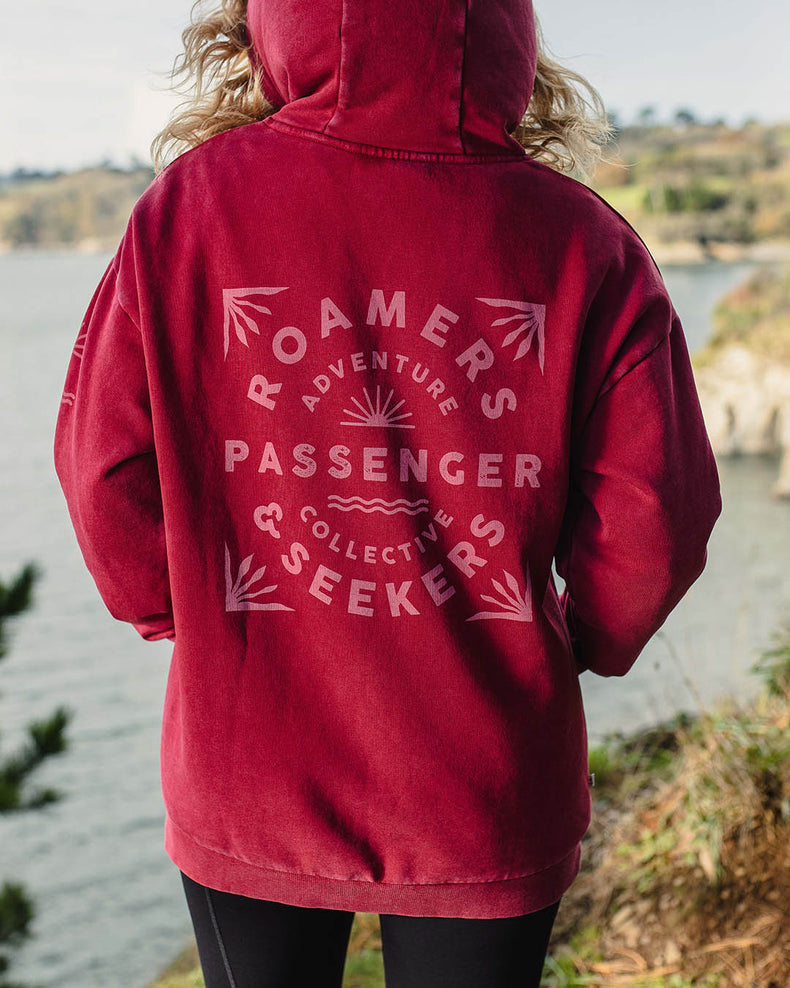 Passenger Roamers And Seekers Recycled Cotton Oversized Hoodie Rhubarb