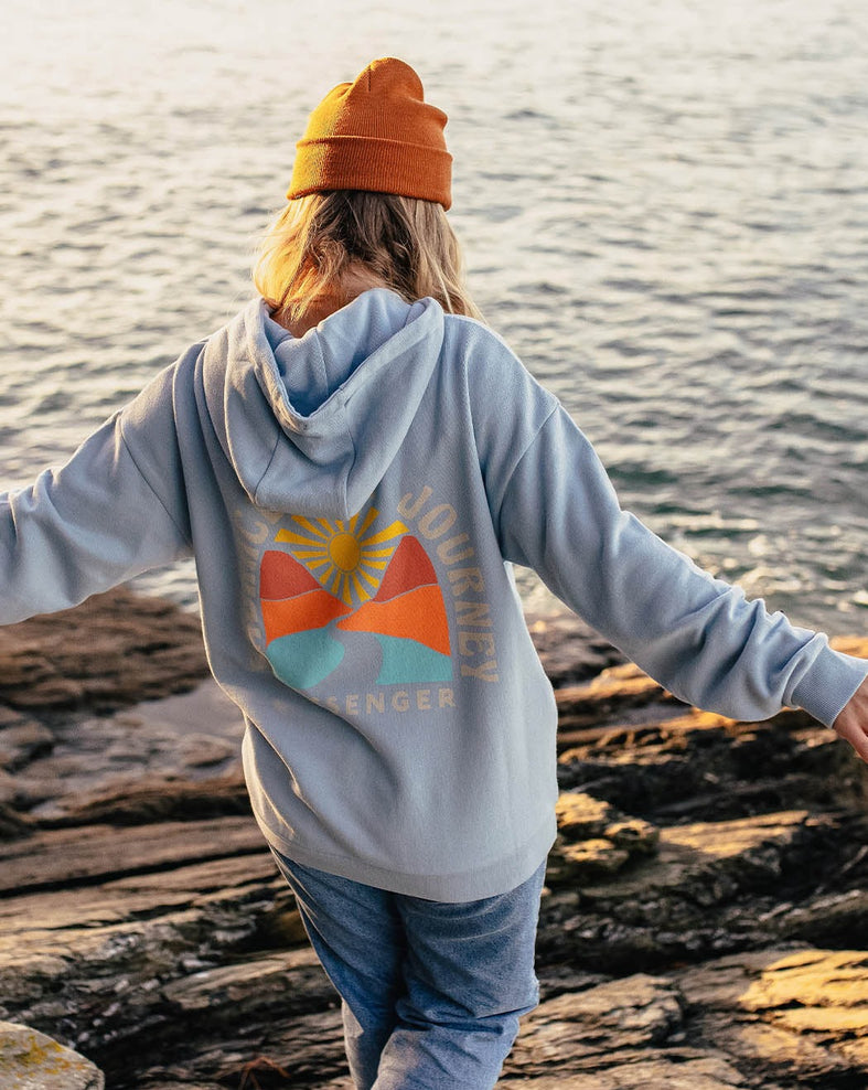 Passenger Embrace The Journey Recycled Cotton Oversized Hoodie Blue Fog