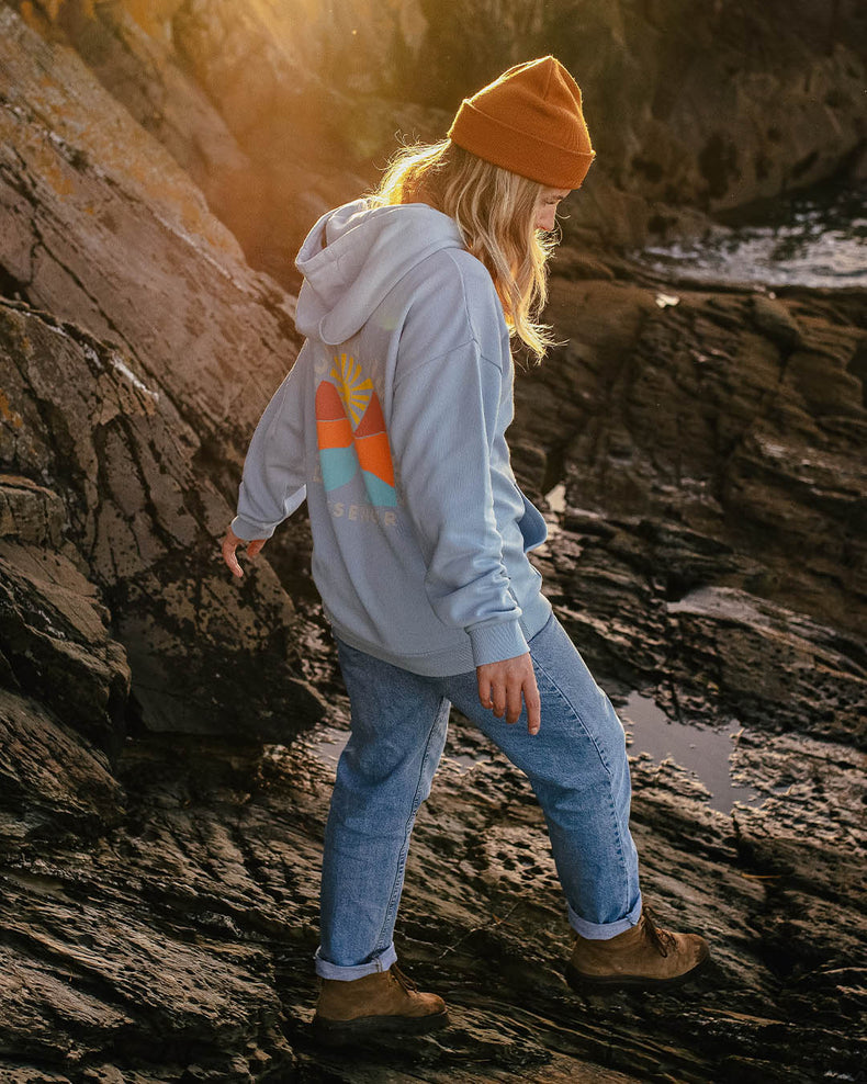 Passenger Embrace The Journey Recycled Cotton Oversized Hoodie Blue Fog