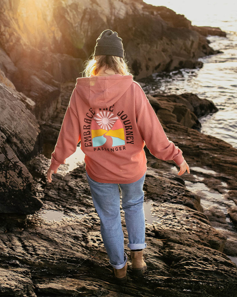 Passenger Embrace The Journey Recycled Cotton Oversized Hoodie Pink Mahogony