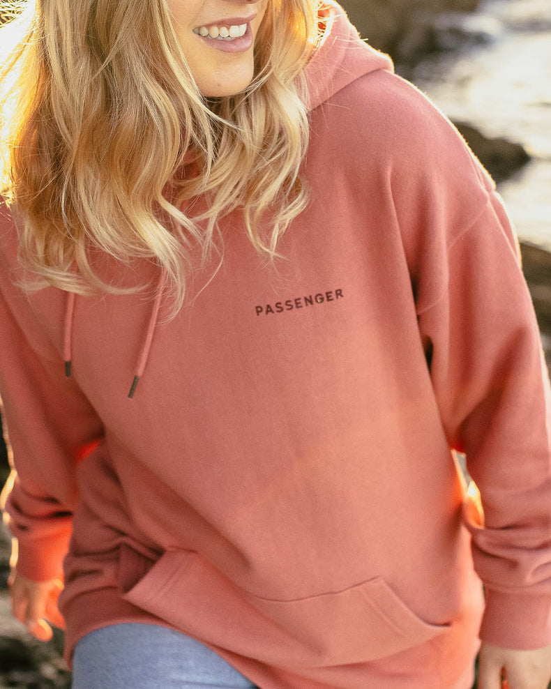 Passenger Embrace The Journey Recycled Cotton Oversized Hoodie Pink Mahogony