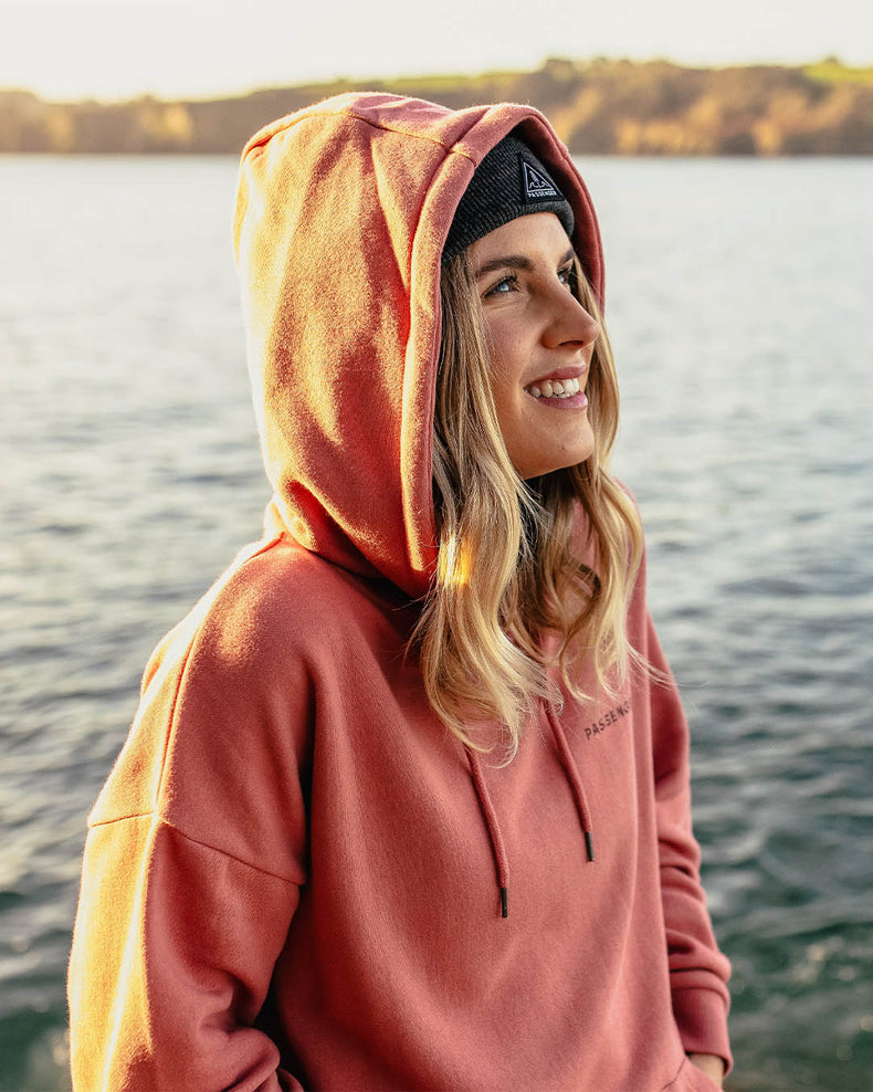 Passenger Embrace The Journey Recycled Cotton Oversized Hoodie Pink Mahogony
