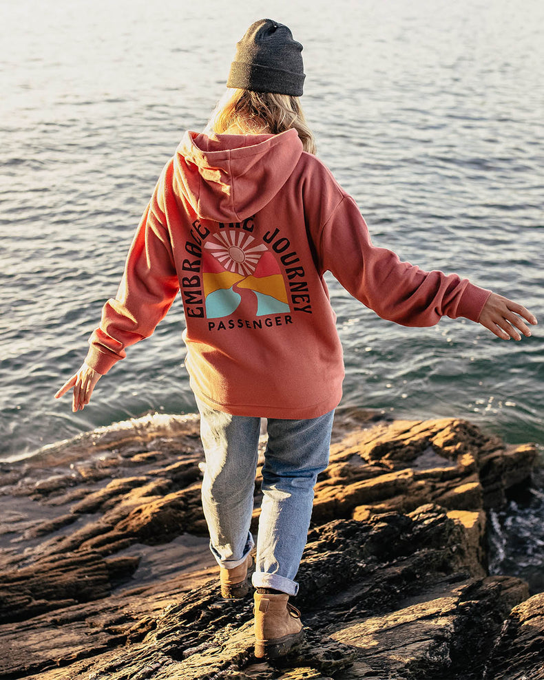 Passenger Embrace The Journey Recycled Cotton Oversized Hoodie Pink Mahogony