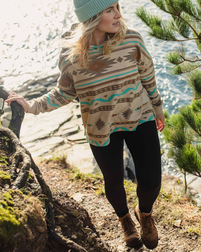 Passenger Wilderness Recycled Cotton Printed Hoodie Birch Geo Pattern Two