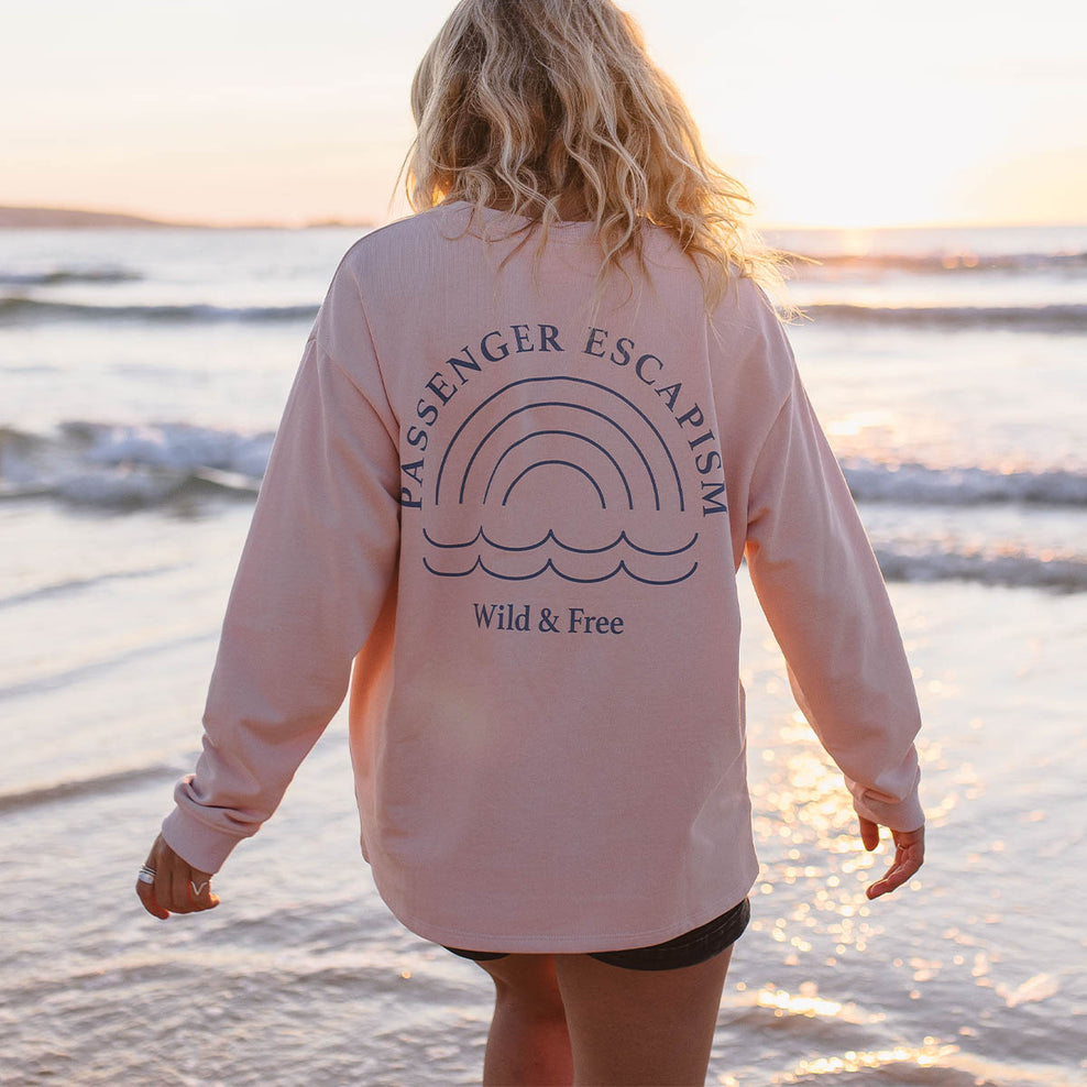 Passenger Rainbow Recycled Cotton Oversized Sweatshirt Peach Whip