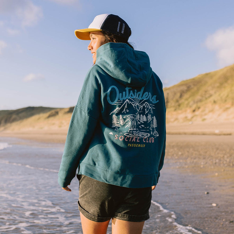 Passenger Early Riser Recycled Cotton Hoodie Blue Coral