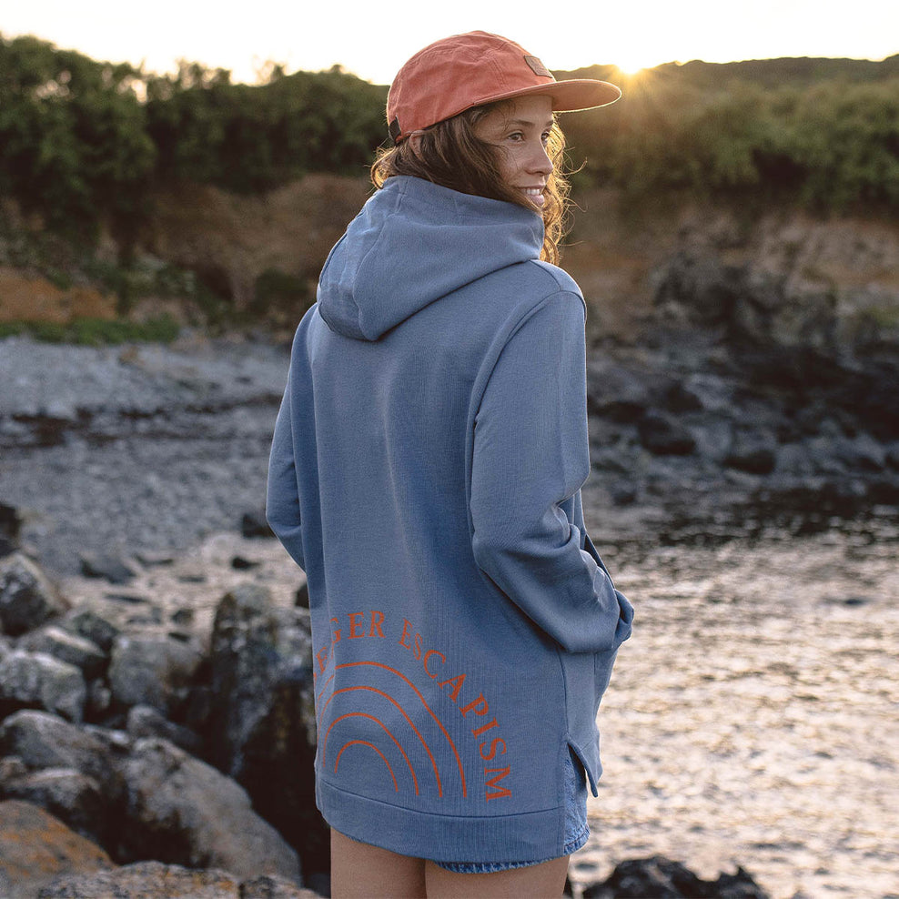 Passenger Rainbow Recycled Cotton Hoodie Stone Blue