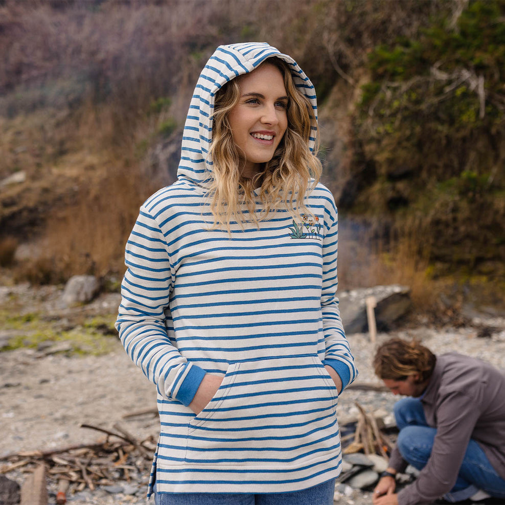 Passenger Bloom Hemp Hoodie Soft Cobalt Stripe