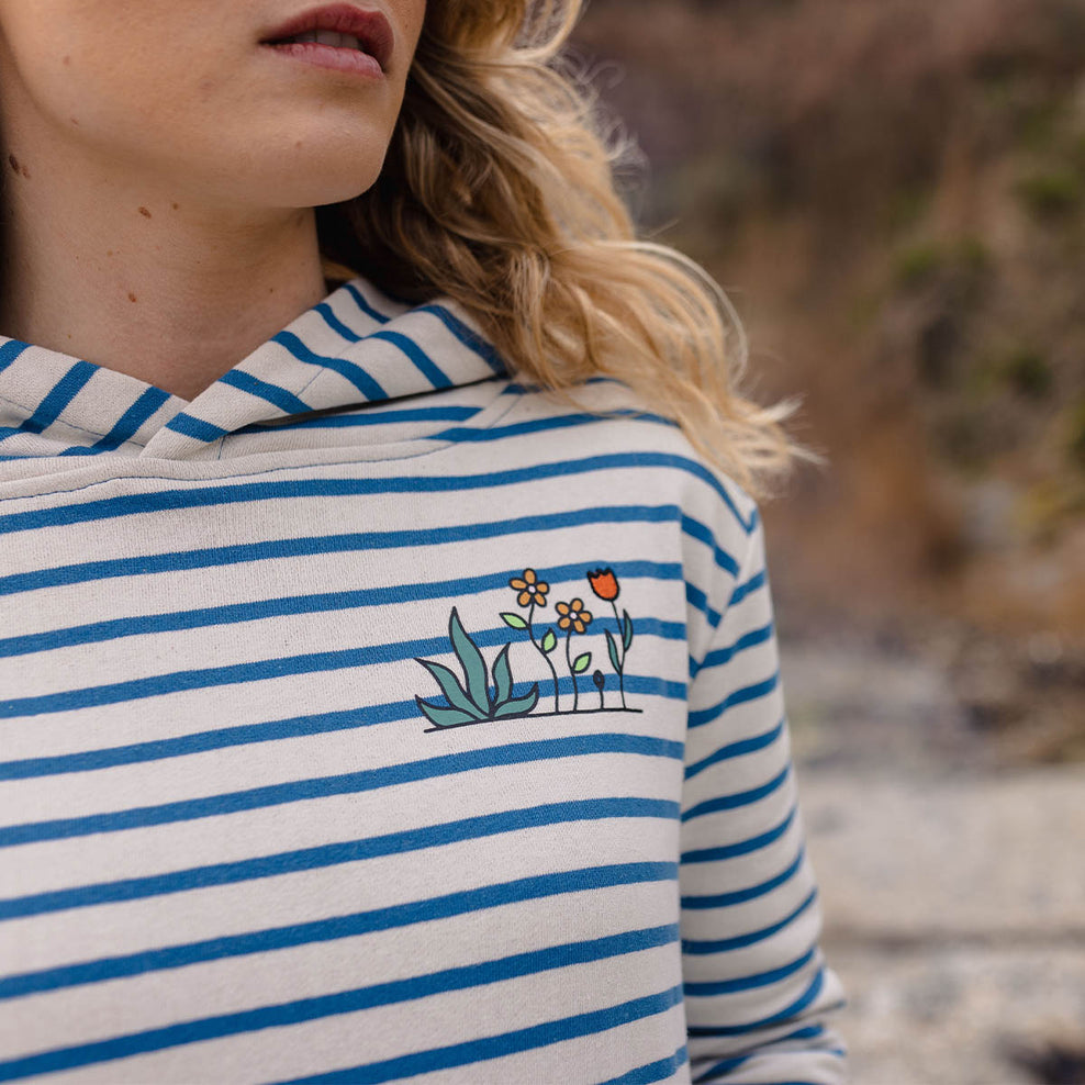 Passenger Bloom Hemp Hoodie Soft Cobalt Stripe