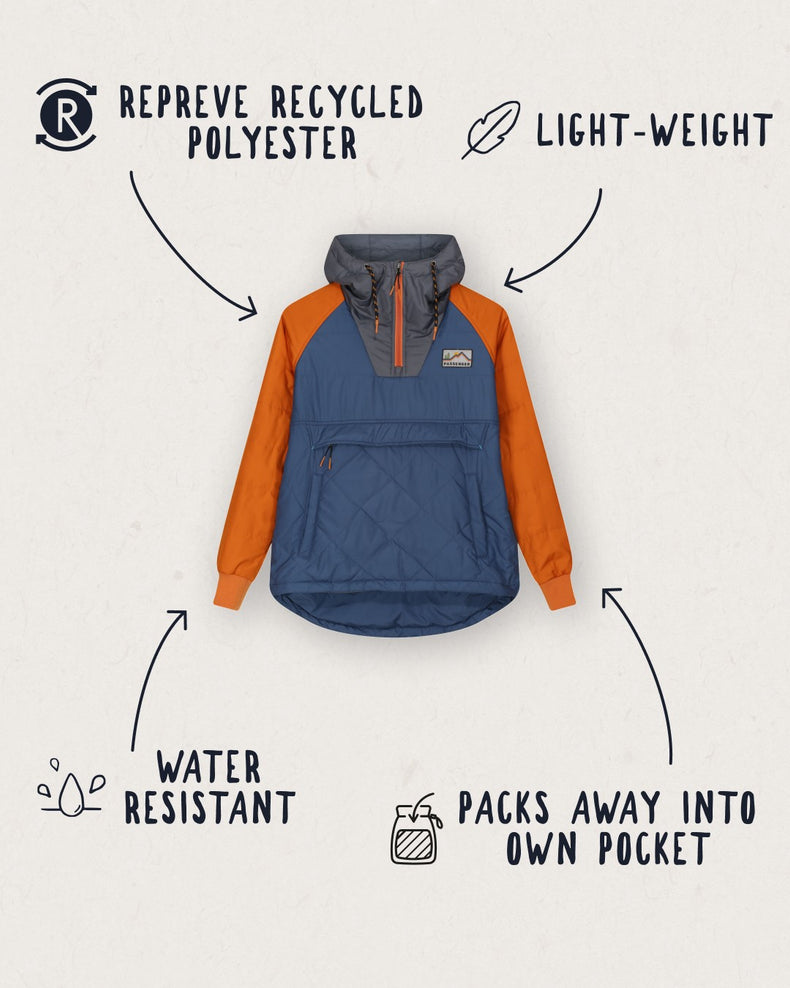 Passenger Ocean Recycled Insulated 1/2 Zip Jacket Ensign Blue