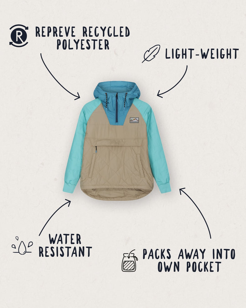 Passenger Ocean Recycled Insulated 1/2 Zip Jacket Chinchilla Brown