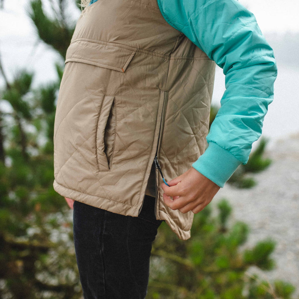 Passenger Ocean Recycled Insulated 1/2 Zip Jacket Chinchilla Brown