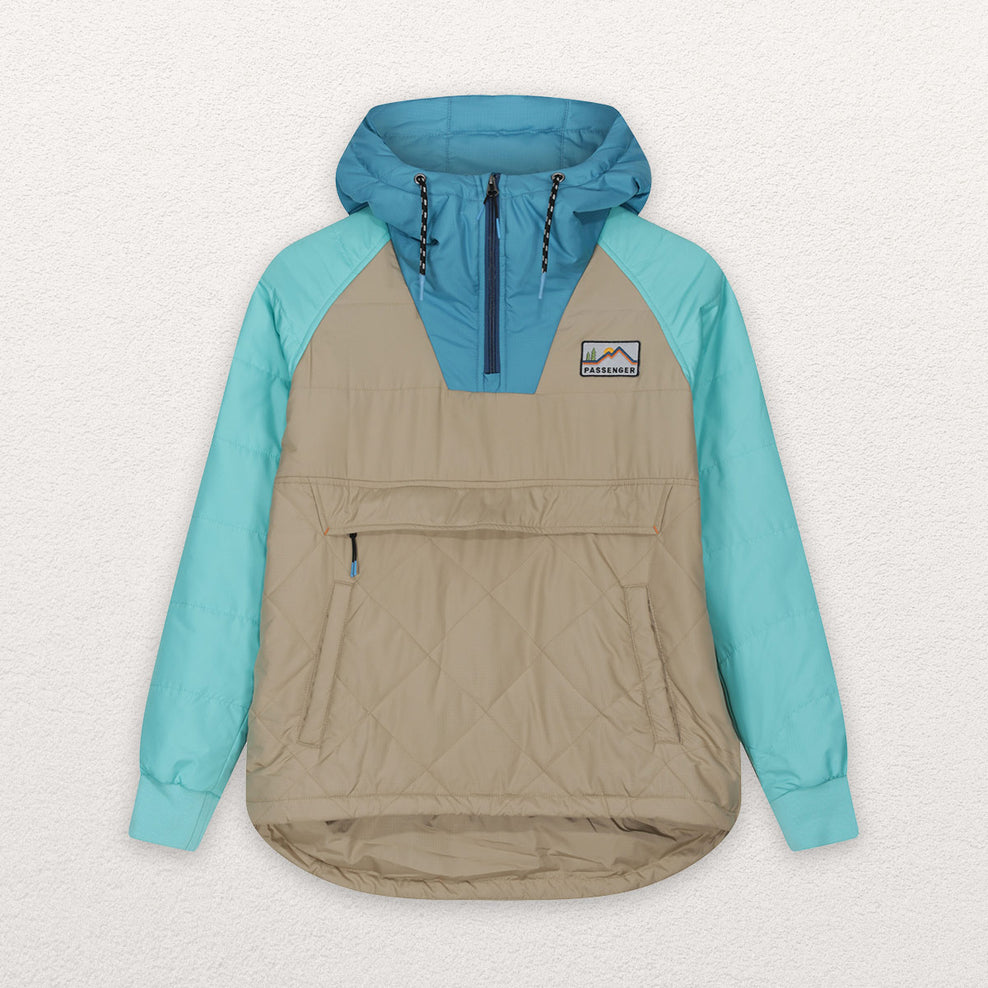 Passenger Ocean Recycled Insulated 1/2 Zip Jacket Chinchilla Brown