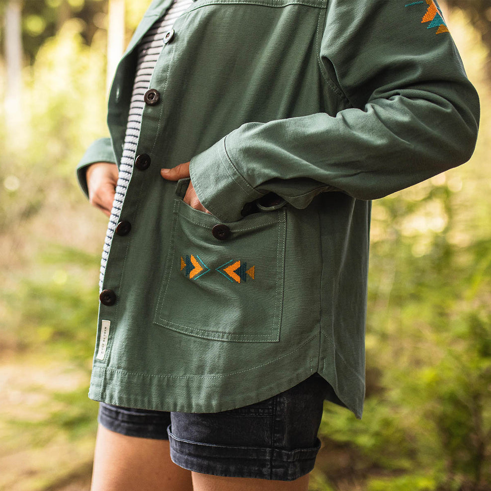 Passenger Pine Organic Cotton Jacket Dark Ivy