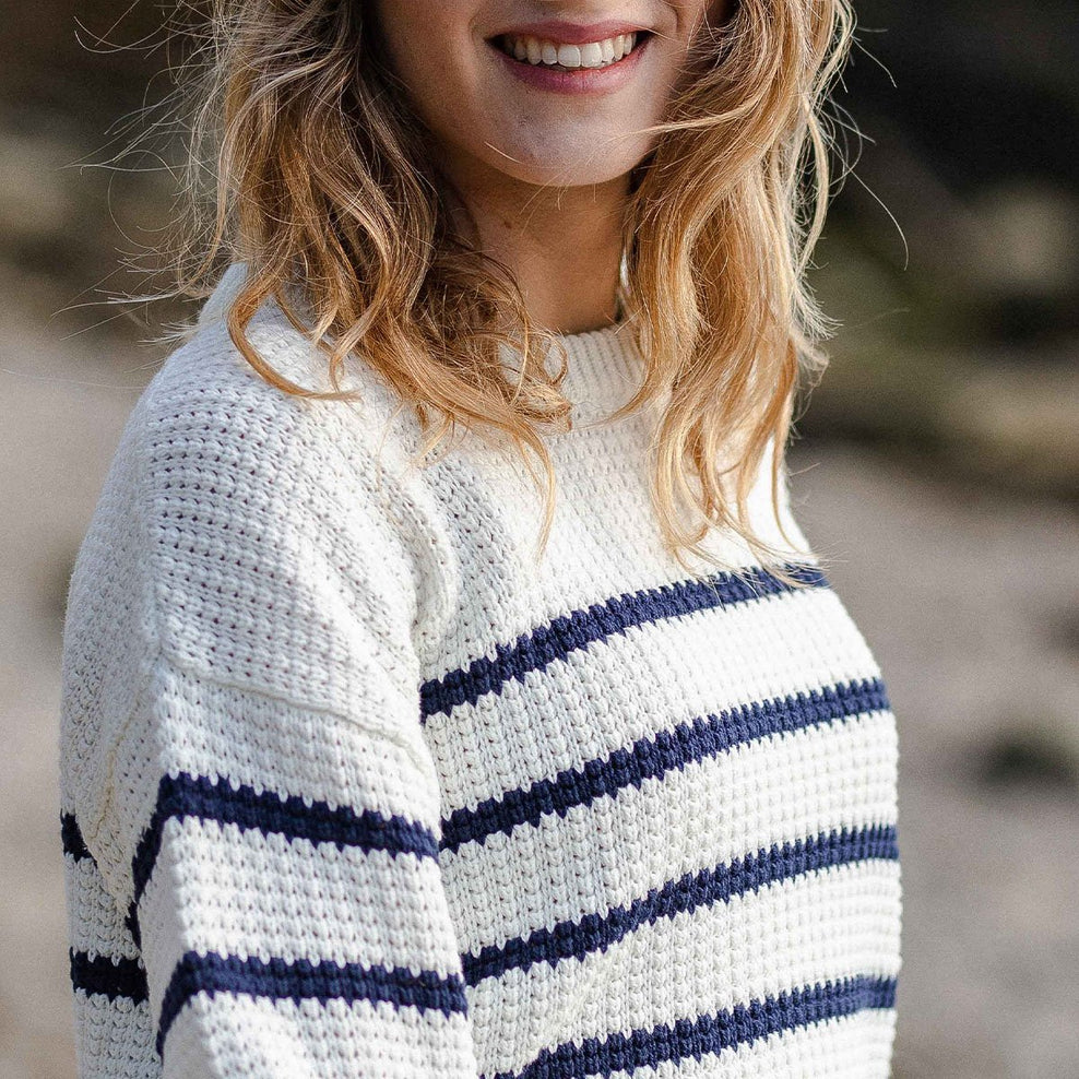 Passenger Lakewood Knitted Jumper Off White Stripe