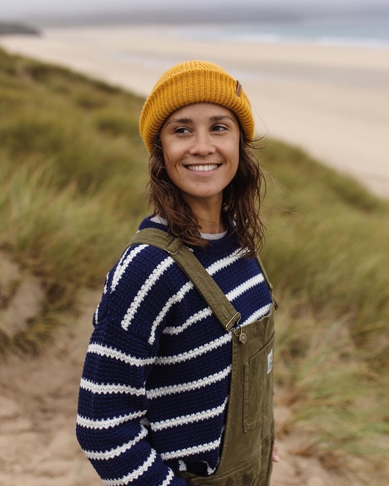 Passenger Lakewood Organic Cotton Knitted Jumper Navy Stripe