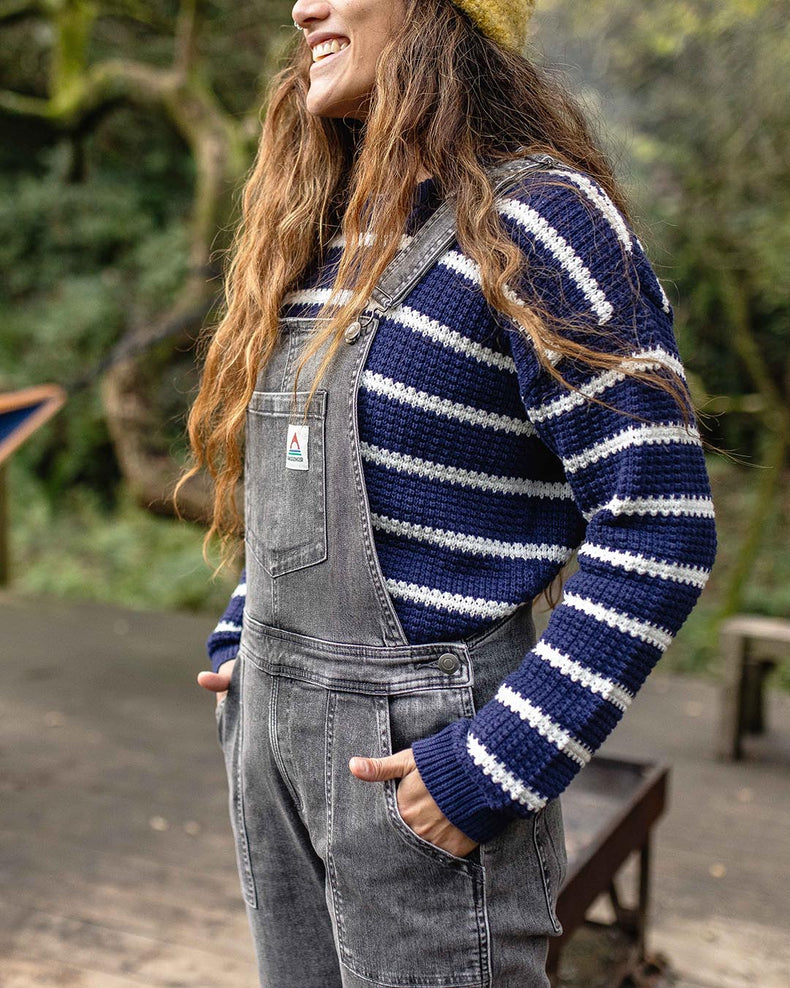 Passenger Lakewood Organic Cotton Knitted Jumper Navy Stripe
