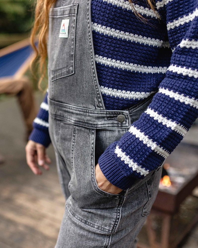 Passenger Lakewood Organic Cotton Knitted Jumper Navy Stripe