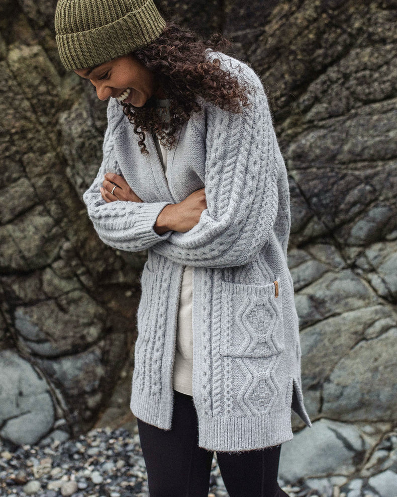 Passenger Seaboard Knitted Cardigan Light Grey Marl