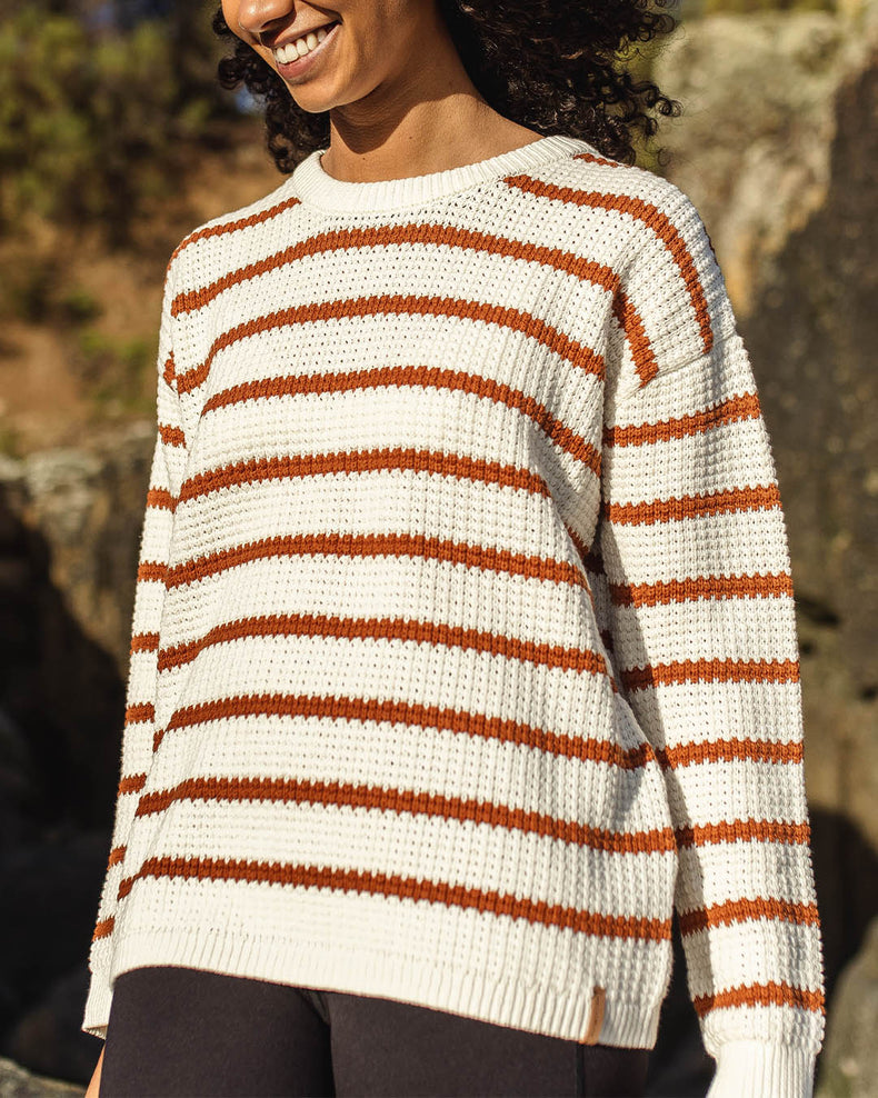 Passenger Lakewood Organic Cotton Knitted Jumper Glazed Ginger Stripe