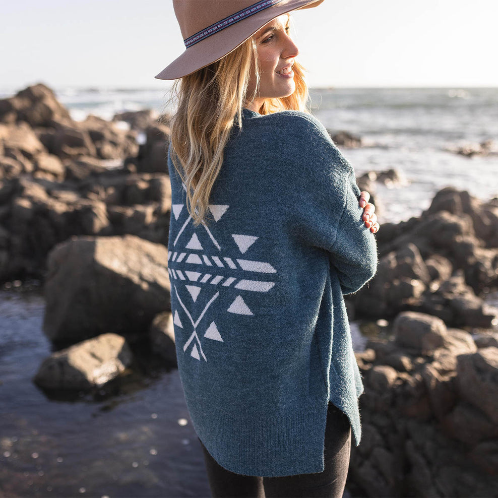 Passenger West Coast Knitted Jumper Blue Coral