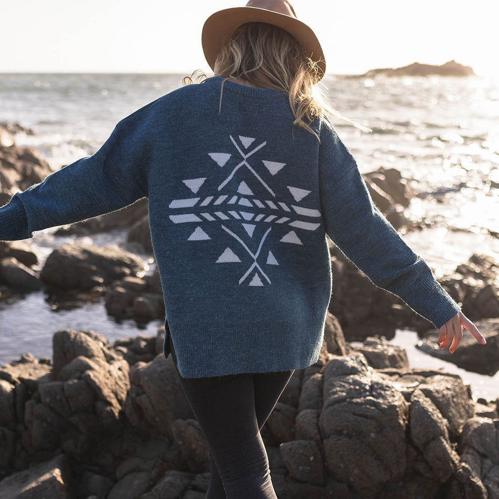 Passenger West Coast Knitted Jumper Blue Coral