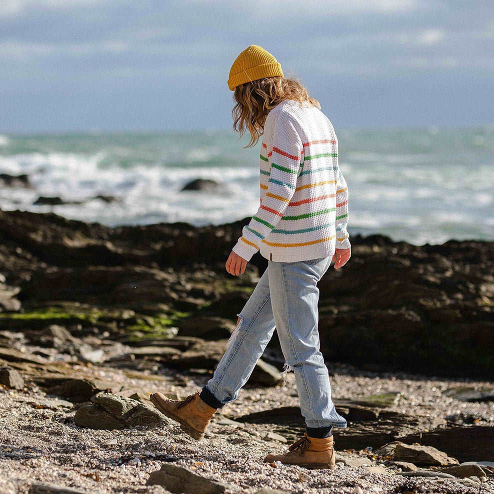 Passenger Lakewood Knitted Jumper White Stripe