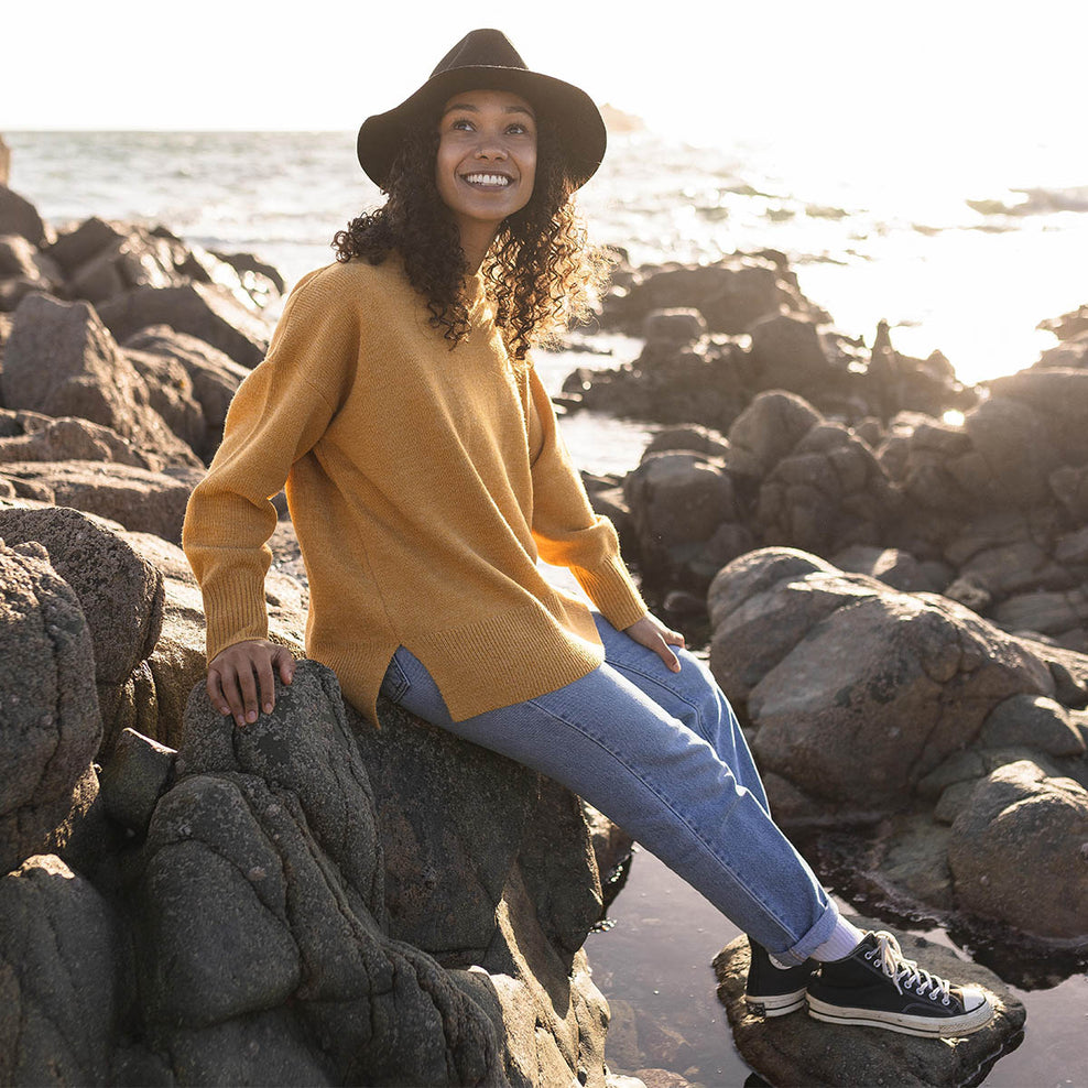 Passenger West Coast Knitted Jumper Ochre Yellow