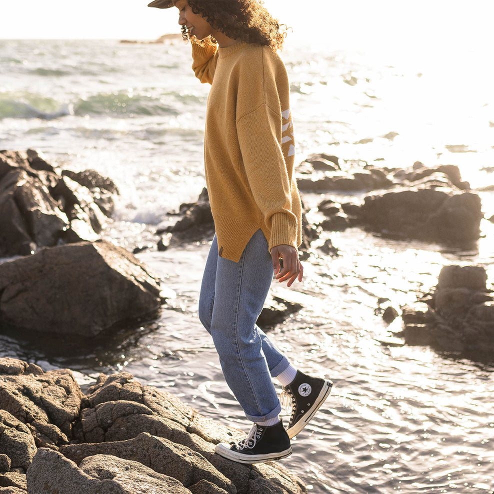 Passenger West Coast Knitted Jumper Ochre Yellow