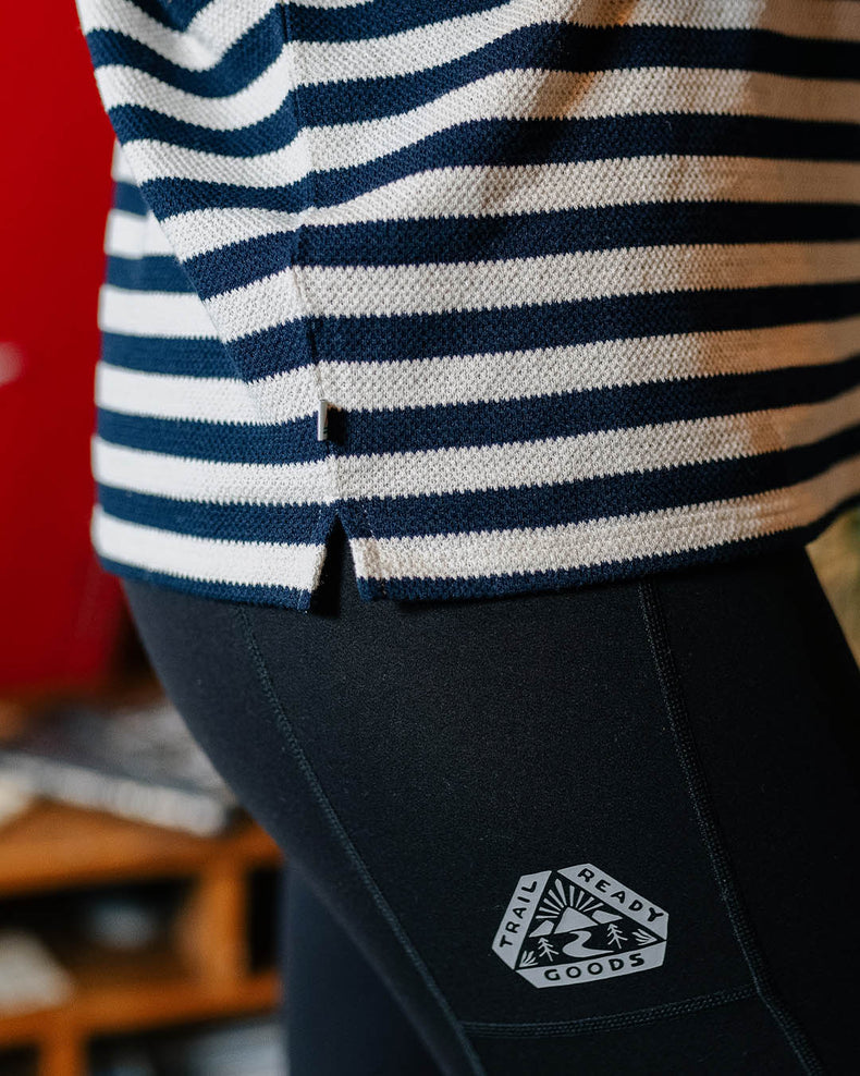 Passenger Panorama Striped Ls T-Shirt Deep Navy