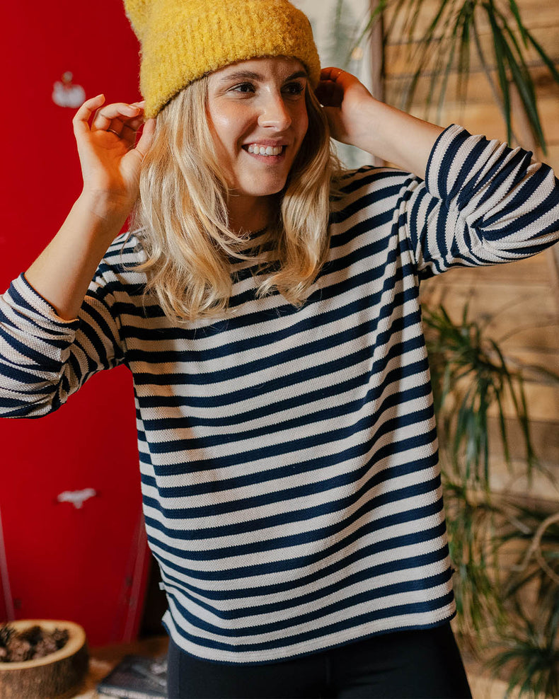 Passenger Panorama Striped Ls T-Shirt Deep Navy