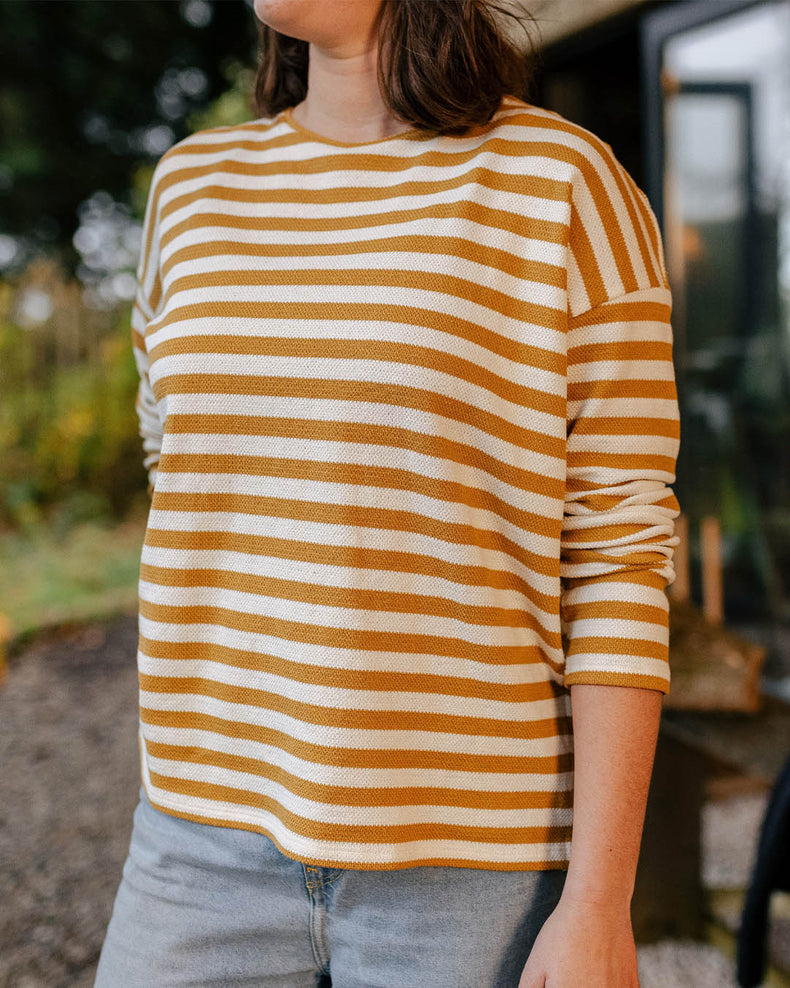 Passenger Panorama Striped Ls T-Shirt Amber Gold